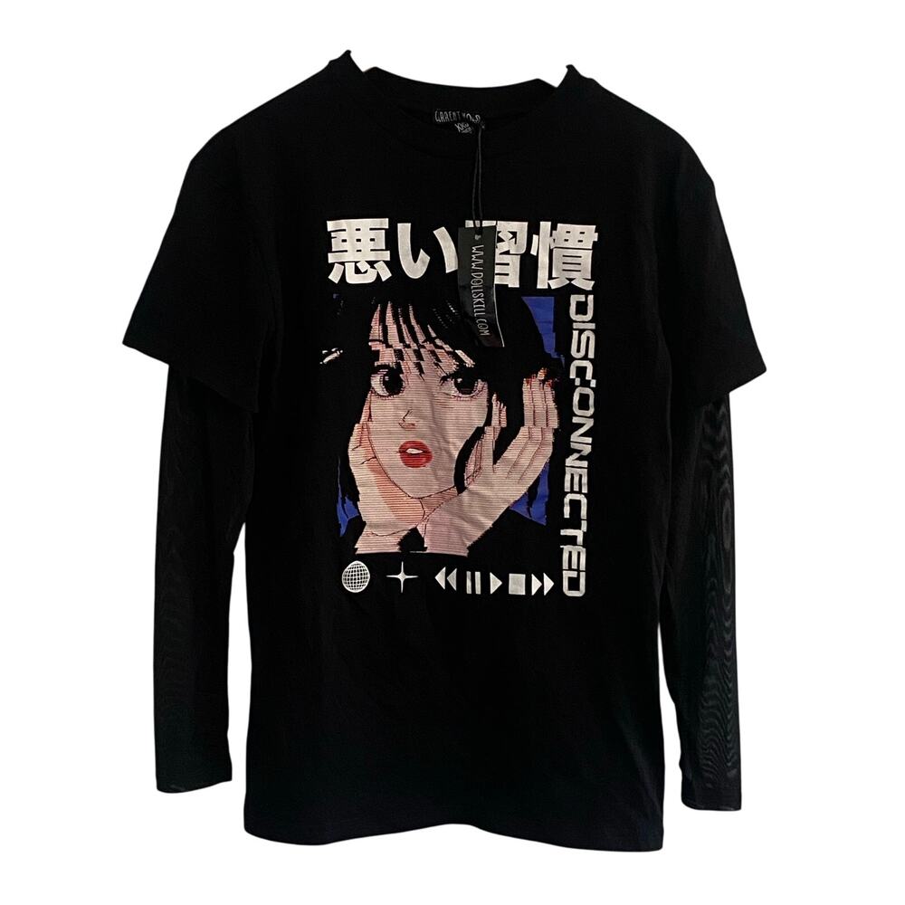Current Mood Dolls Kill Women’s XXS Y2K Layer Disconnected Anime Shirt sheer